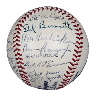 1945 Boston Braves Team Signed ONL Frick Baseball With 21 Signatures (Beckett)